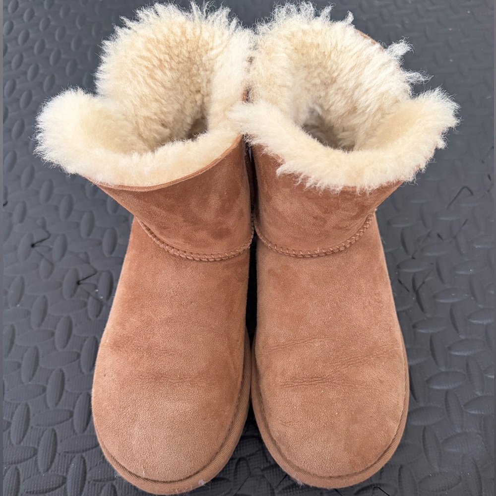 Chestnut Mini Ugg Boots with Zipper Detail